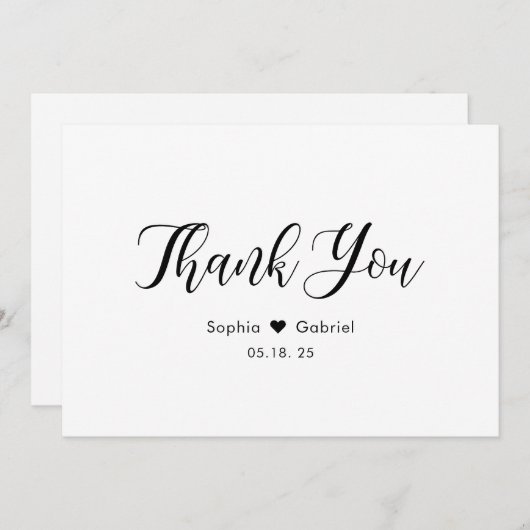 Elegant Script Simple Heart Weddenschap Hartelijk  Bedankkaart (Voorkant / Achterkant)