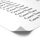 Elegant Script Simple Modern Wedding Seding Chart Poster (Hoek)