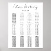 Elegant Script Simple Modern Wedding Seding Chart Poster (Voorkant)