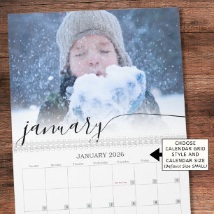Elegant Script Simple One Photo per maand Kalender