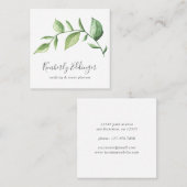 Elegant Script Simple Rustic Greenery Botanical Vierkante Visitekaartje (Voorkant / Achterkant)