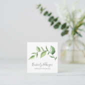 Elegant Script Simple Rustic Greenery Botanical Vierkante Visitekaartje (Staand voorkant)