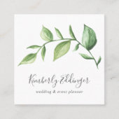 Elegant Script Simple Rustic Greenery Botanical Vierkante Visitekaartje (Voorkant)