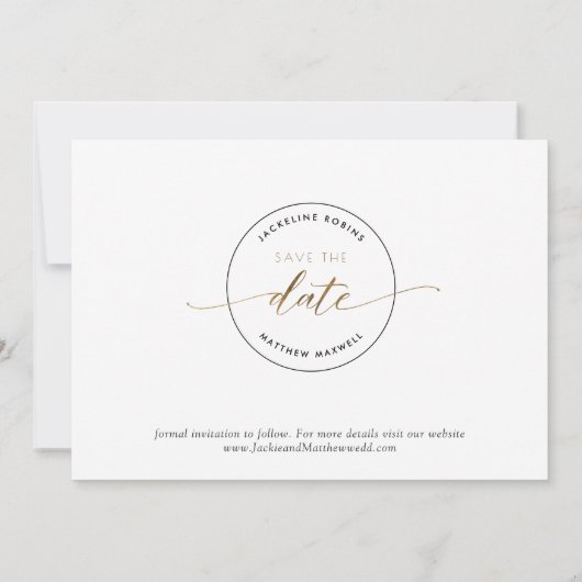 Elegant script, Simple Stamp Wedding Save the Date (Achterkant)