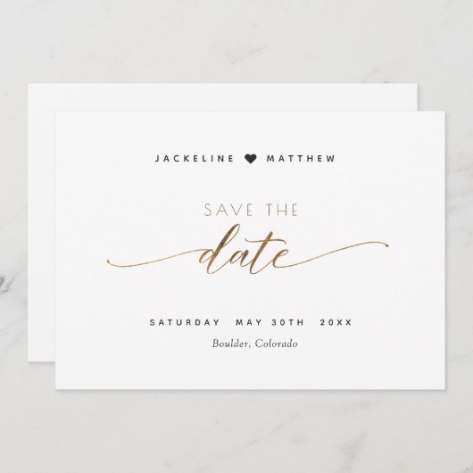 Elegant script, Simple Stamp Wedding Save the Date (Voorkant / Achterkant)