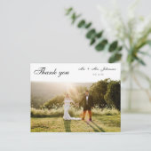 Elegant Script Simple Weddenschap Bedankt Briefkaart (Staand voorkant)