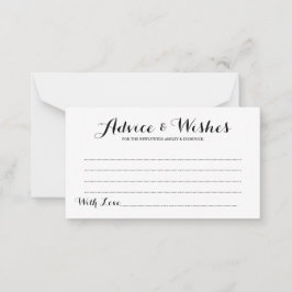 Elegant Script Simple Wedding Advice & Wishes Kaar Advieskaart