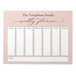 Elegant Script Simple Weekly Planner, Blush Notitieblok