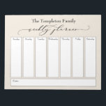 Elegant Script Simple Weekly Planner, Cream Notitieblok<br><div class="desc">Deze veelzijdige weekplanner is opgezet met zeer basiselementen die allemaal kunnen worden bewerkt... behalve de koptekst. De uitdrukking "weekplanner"werd teruggegeven in een prachtige luxemanuscriptdoopvont en is geplaatst, als grafisch, bij de bovenkant van de pagina. Gebruik de velden sjabloon om uw gegevens toe te voegen zoals u dat nodig acht. Verander...</div>