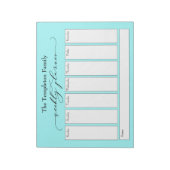Elegant Script Simple Weekly Planner, Light Aqua Notitieblok (Linkerzijde)