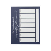 Elegant Script Simple Weekly Planner, Navy Blue Notitieblok (Linkerzijde)