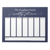 Elegant Script Simple Weekly Planner, Navy Blue Notitieblok (Voorkant)