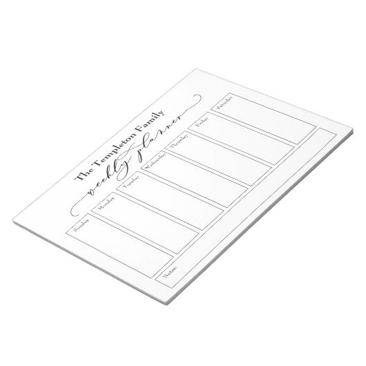 Elegant Script Simple Weekly Planner, White Notitieblok (Schuin)