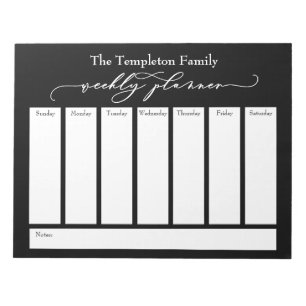 Elegant Script Simple Weekly Planner, zwart Notitieblok