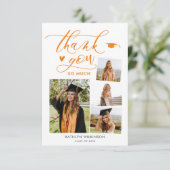 Elegant Script Sinaasappel 4 Foto Afstuderen Harte Kaart (Staand voorkant)