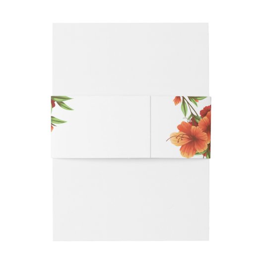 Elegant  Script Sinaasappel Bloemen Bruiloft Uitnodigingen Wikkel (Achterkant Voorbeeld)