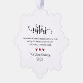 Elegant Script Sister Definitie Kerstmis Ornament Kaart (Links)