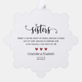 Elegant Script Sister Definitie Kerstmis Ornament Kaart (Achterkant)