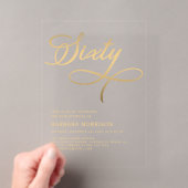 Elegant Script Sixty Zwart Goud 60ste Verjaardag Acryl Uitnodigingen (Insitu (Draagbaar))