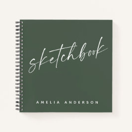Elegant Script Sketchbook - Aangepaste naam Groen Notitieboek