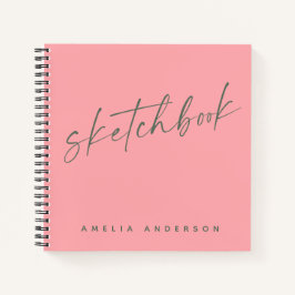 Elegant Script Sketchbook - Aangepaste naam Roze Notitieboek