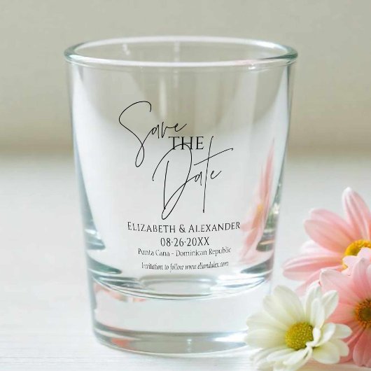 Elegant script Sla de datum op Shot Glas
