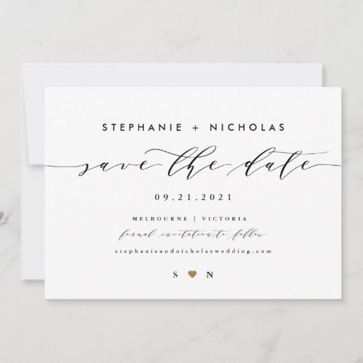 Elegant script sla de datum uitnodiging op (Voorkant)