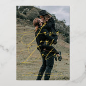 Elegant script slaat de datum op folie uitnodiging (Voorkant)