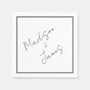 Elegant Script Slate Blue Minimalist Cocktail Servet