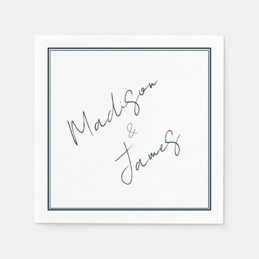 Elegant Script Slate Blue Minimalist Cocktail Servet (Voorkant)