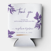 Elegant Script Smaragd Paarse Eucalyptus Bruiloft Blikjeskoeler (Voorkant)