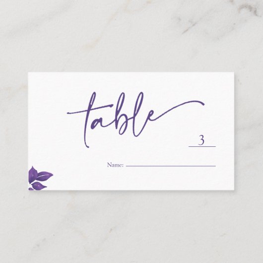 Elegant Script Smaragd Paarse Eucalyptus Bruiloft Plaatskaartje (Achterkant)