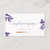 Elegant Script Smaragd Paarse Eucalyptus Bruiloft Plaatskaartje (Voorkant)