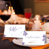 Elegant Script Smaragd Paarse Eucalyptus Bruiloft Plaatskaartje