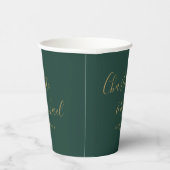 Elegant Script Smaragdgroen En Gouden Bruiloft Papieren Bekers (Rechts)