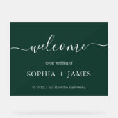 Elegant script smaragdgroene minimalistische bruil acryl bord (Voorkant)