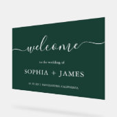 Elegant script smaragdgroene minimalistische bruil acryl bord (Hoek)