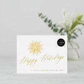 Elegant script sneeuwvlok LOGO business goud Folie Feestdagen Briefkaart (Staand Voorkant)