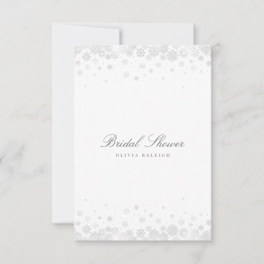 Elegant Script Sneeuwvlokken Bridal Douche Uitnodi Kaart (Voorkant)