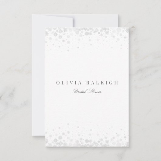 Elegant Script Sneeuwvlokken Bridal Douche Uitnodi Kaart (Voorkant)