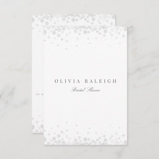 Elegant Script Sneeuwvlokken Bridal Douche Uitnodi Kaart (Voorkant / Achterkant)