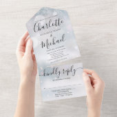 Elegant Script Sneeuwvlokken Winter Bruiloft All In One Uitnodiging (Afscheurbaar)