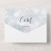 Elegant Script Sneeuwvlokken Winter Bruiloft All In One Uitnodiging (Achterkant)