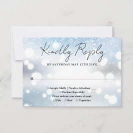 Elegant Script Sneeuwvlokken Winter Bruiloft RSVP Kaartje