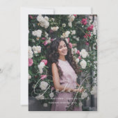 Elegant Script Soft Grey Graduation Party Foto Kaart (Voorkant)