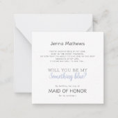 Elegant Script Something Blue Maid of Honor Card Notitiekaartje (Voorkant)