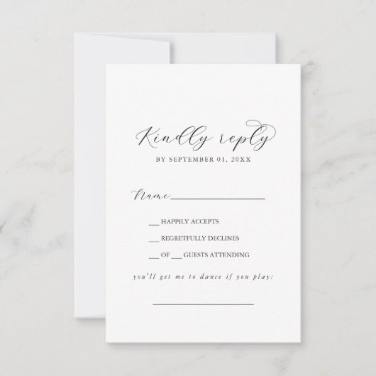 Elegant Script Song Request RSVP Card (Voorkant)