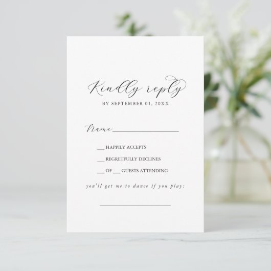 Elegant Script Song Request RSVP Card Kaartje (Staand voorkant)
