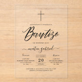 Elegant script Spaanse uitnodiging de Bautizo (Voorkant)