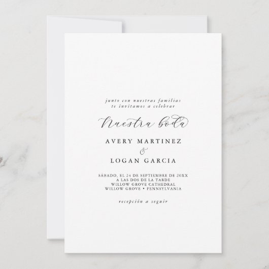 Elegant Script Spain Nuestra Boda Kaart (Voorkant)